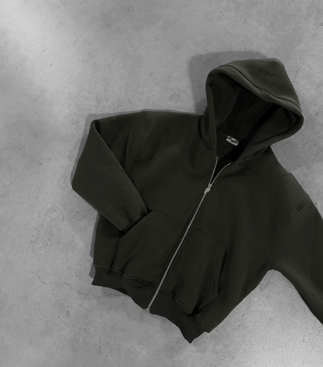 MILITARY GREEN ZIP HOODIE - Image 3