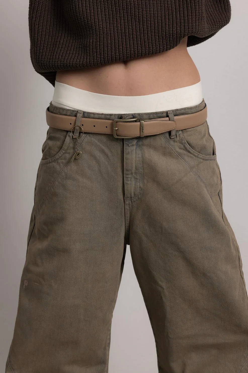 BROWN TEA "P" LINES DENIM JEANS - Image 9