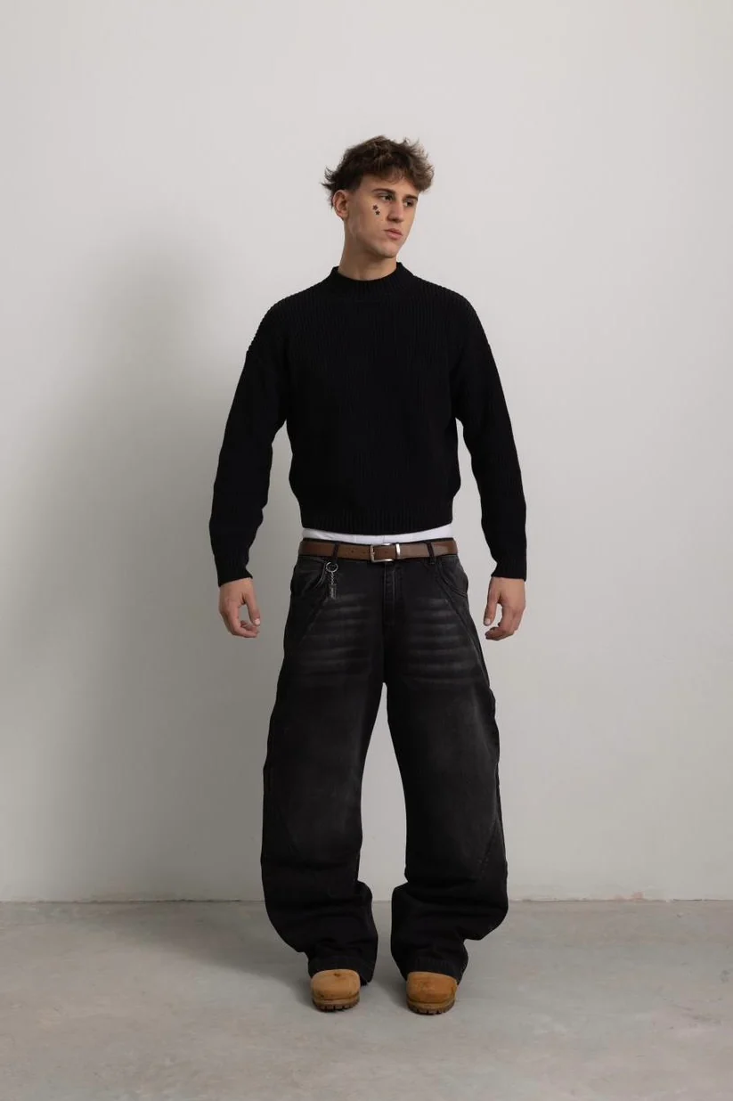 CARBON BLACK "P" LINES DENIM JEANS - Image 10