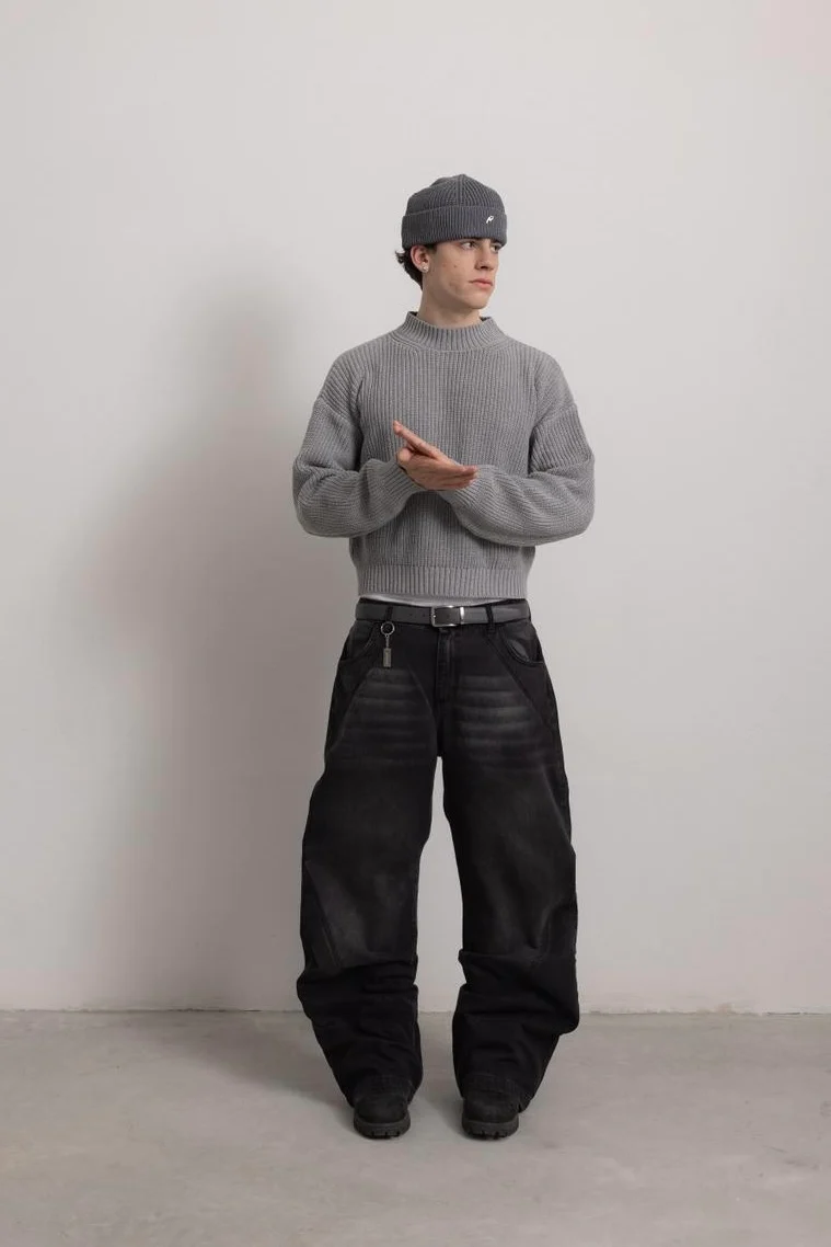 CARBON BLACK "P" LINES DENIM JEANS - Image 15