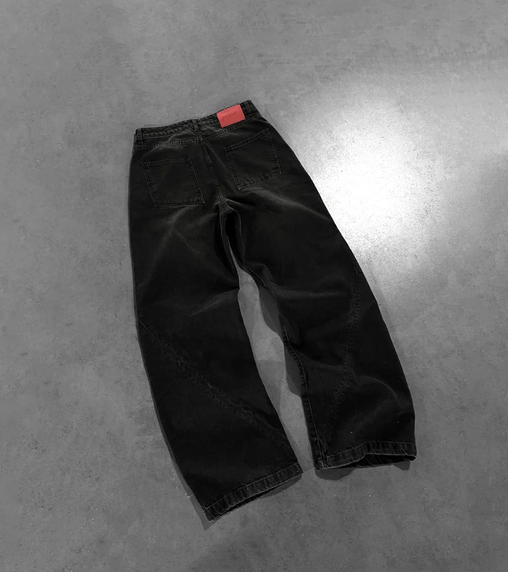 CARBON BLACK "P" LINES DENIM JEANS - Image 4