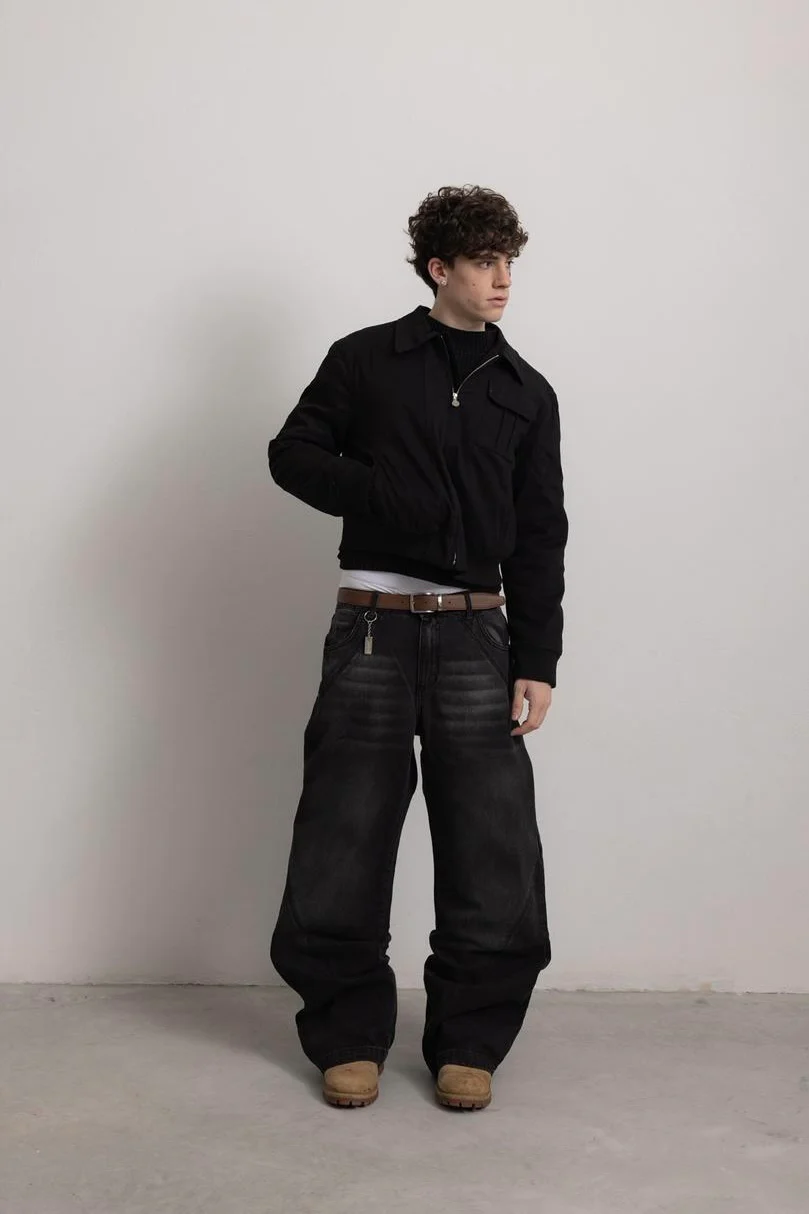 CARBON BLACK "P" LINES DENIM JEANS - Image 8