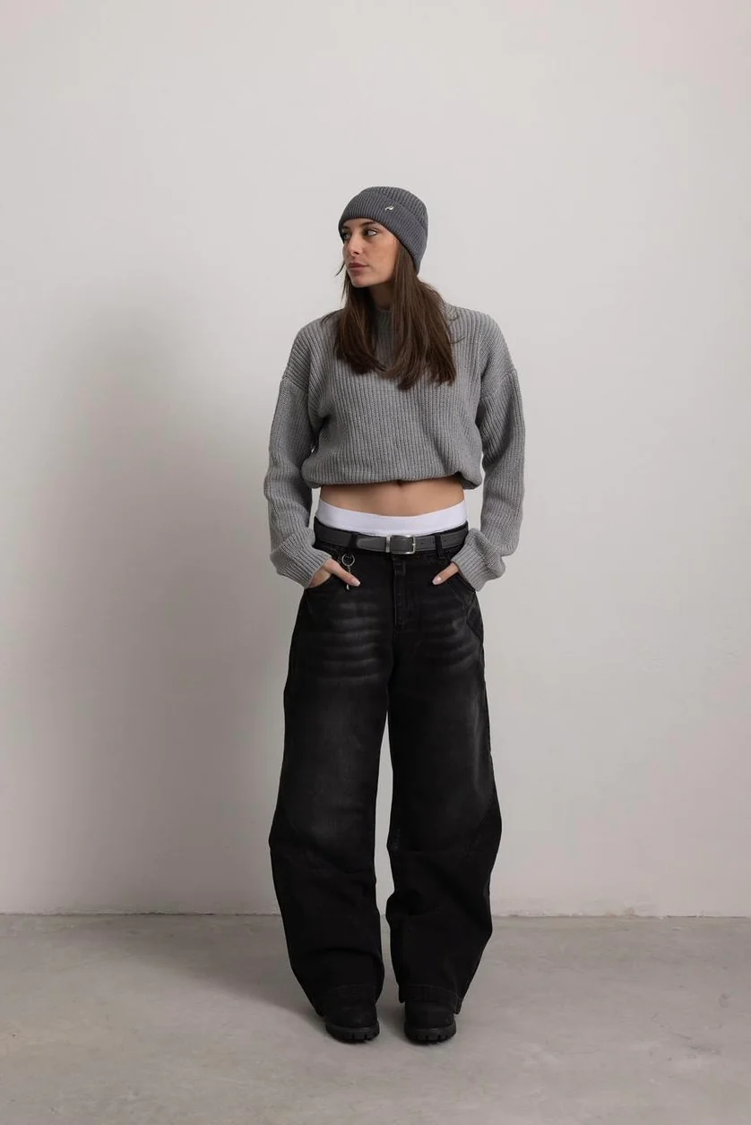 CARBON BLACK "P" LINES DENIM JEANS - Image 9