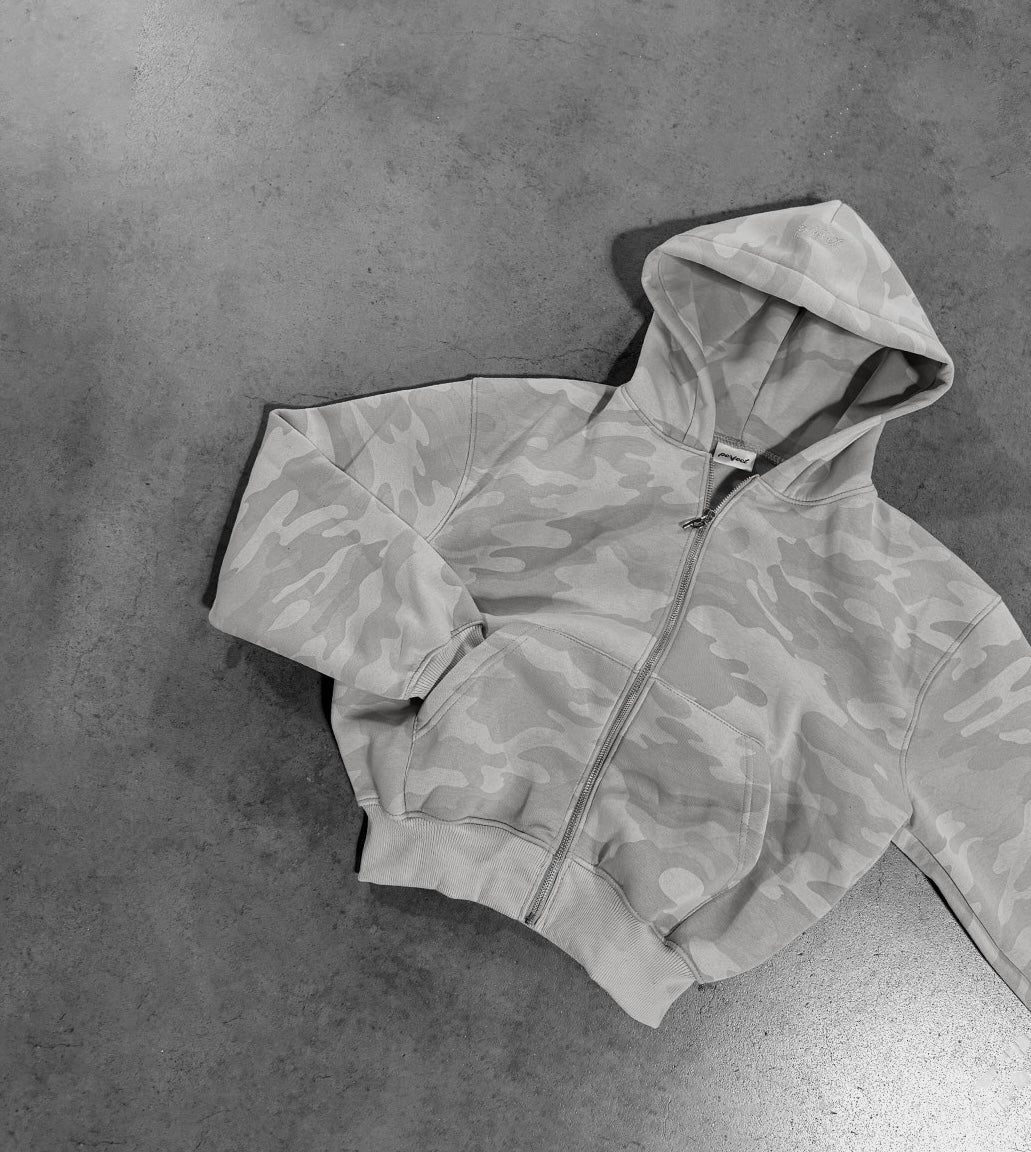 PEARL GREY CAMO ZIP HOODIE - Image 3