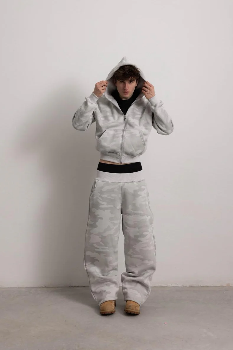 PEARL GREY CAMO ZIP HOODIE - Image 5