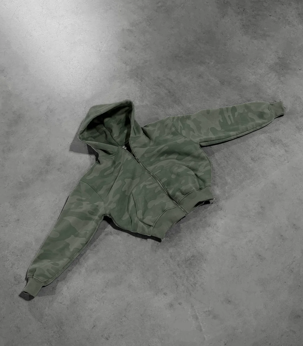 SAGE GREEN CAMO ZIP HOODIE - Image 3