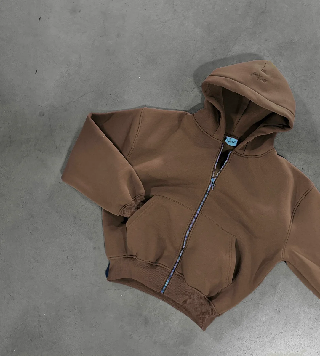 TOBACCO BROWN ZIP HOODIE - Image 3